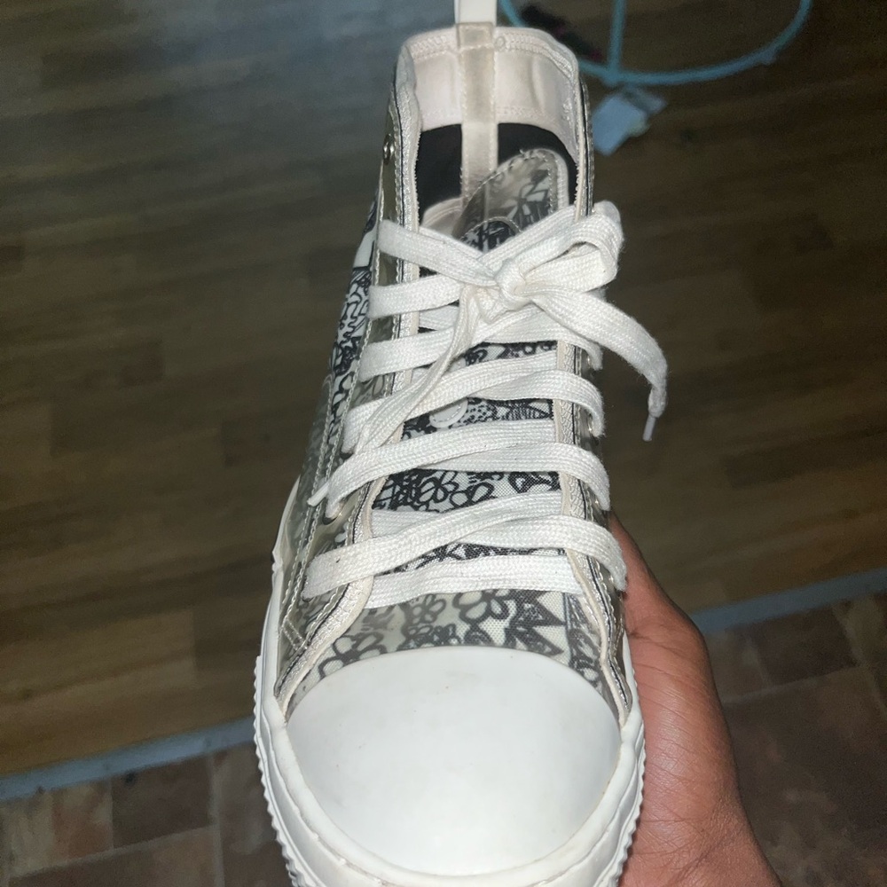 Dior Graphic High-Top Sneakers in Black and White
